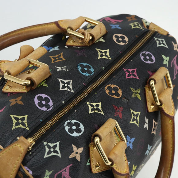 LOUIS VUITTON Monogram Multicolor Speedy 30 Hand Bag Black M92642 Auth BA12597