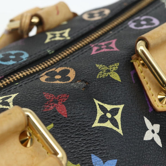 LOUIS VUITTON Monogram Multicolor Speedy 30 Hand Bag Black M92642 Auth BA12597