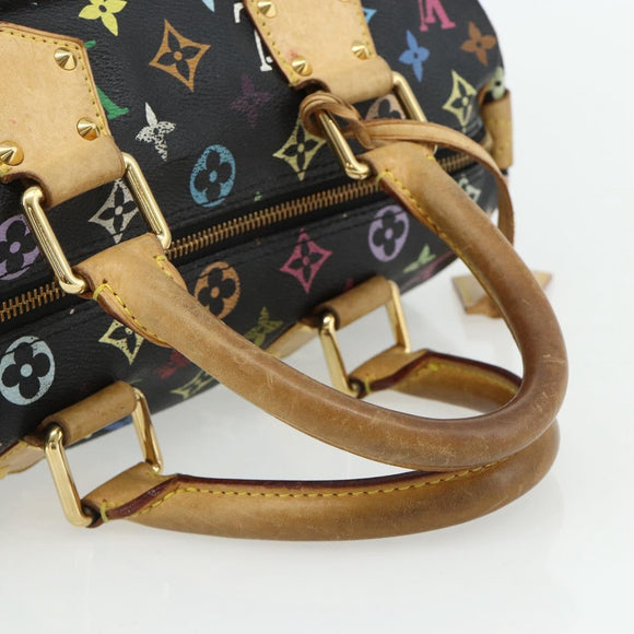 LOUIS VUITTON Monogram Multicolor Speedy 30 Hand Bag Black M92642 Auth BA12597