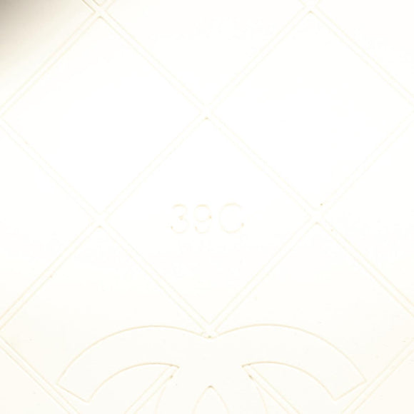 CHANEL Beach Sandals Cotton 39C White CC Auth BA1259AM