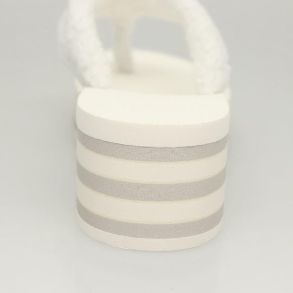CHANEL Beach Sandals Cotton 39C White CC Auth BA1259SM