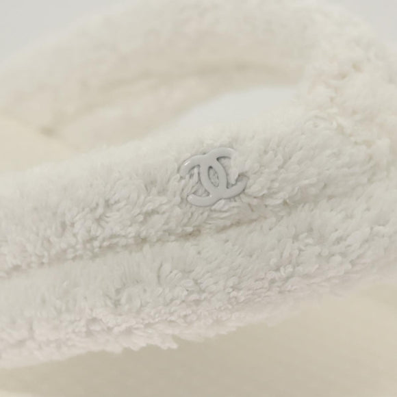 CHANEL Beach Sandals Cotton 39C White CC Auth BA1259SM