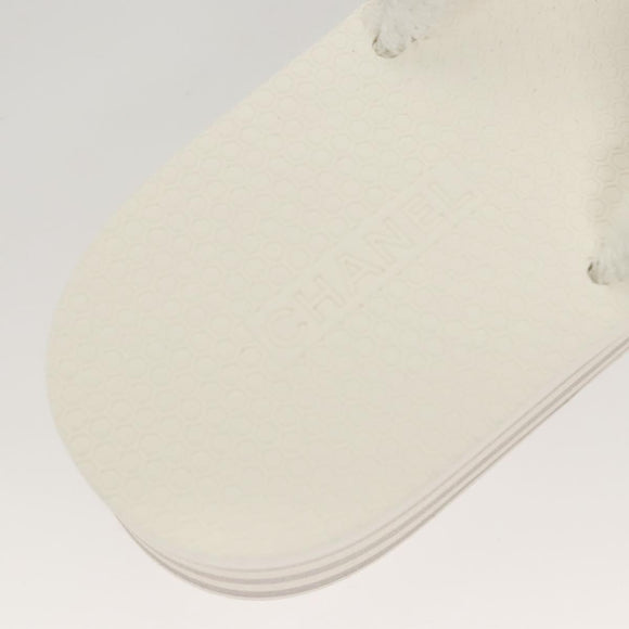 CHANEL Beach Sandals Cotton 39C White CC Auth BA1259SM