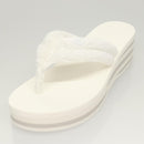 CHANEL Beach Sandals Cotton 39C White CC Auth BA1259SM-18