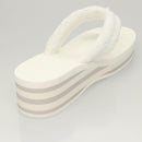 CHANEL Beach Sandals Cotton 39C White CC Auth BA1259SM-19