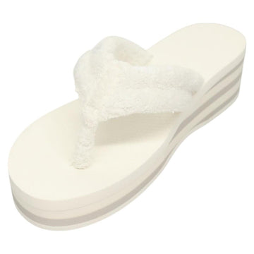 CHANEL Beach Sandals Cotton 39C White CC Auth BA1259AM - 0