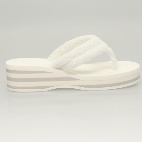 CHANEL Beach Sandals Cotton 39C White CC Auth BA1259AM