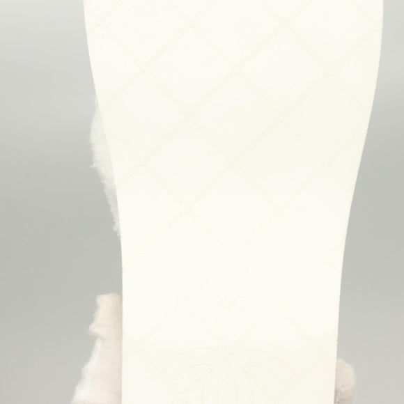 CHANEL Beach Sandals Cotton 39C White CC Auth BA1259AM