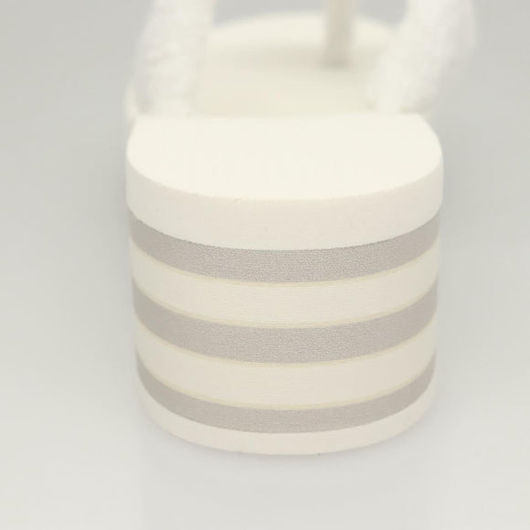 CHANEL Beach Sandals Cotton 39C White CC Auth BA1259AM