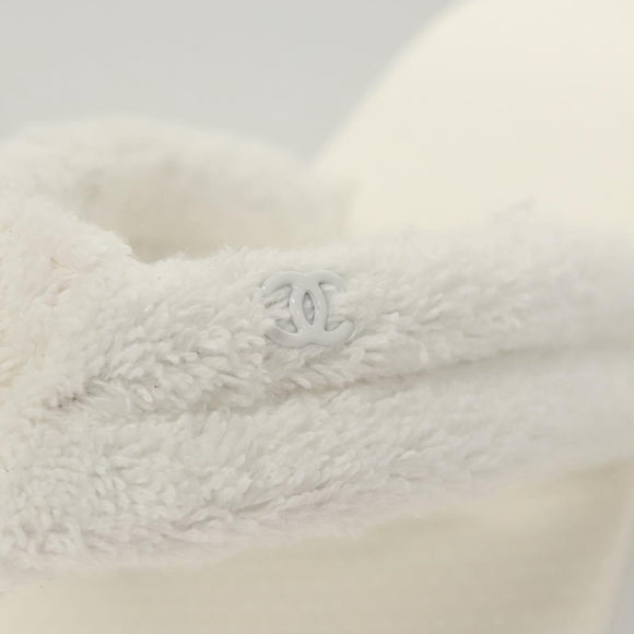CHANEL Beach Sandals Cotton 39C White CC Auth BA1259AM