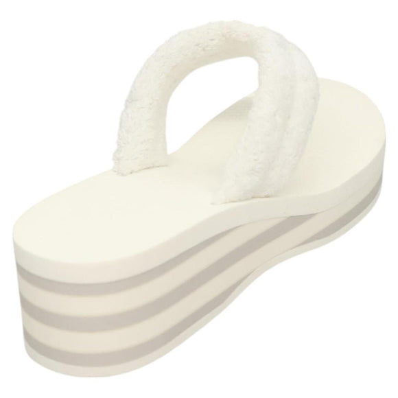 CHANEL Beach Sandals Cotton 39C White CC Auth BA1259SM