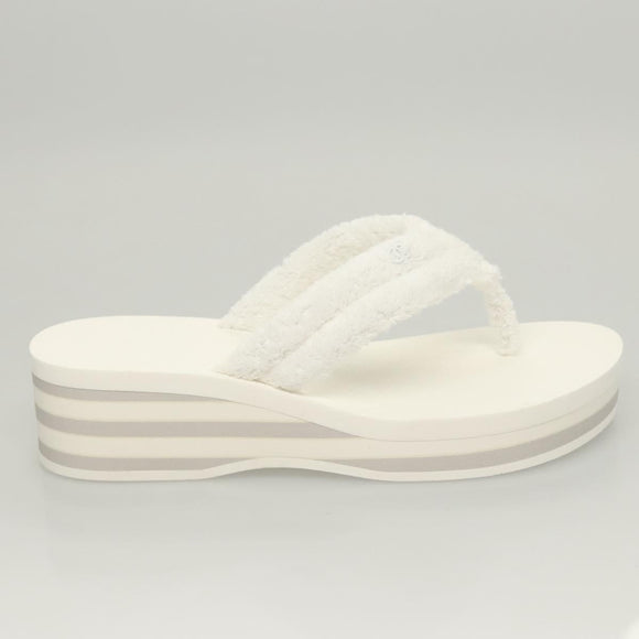 CHANEL Beach Sandals Cotton 39C White CC Auth BA1259AM
