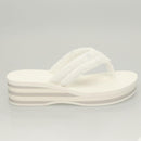 CHANEL Beach Sandals Cotton 39C White CC Auth BA1259SM-4
