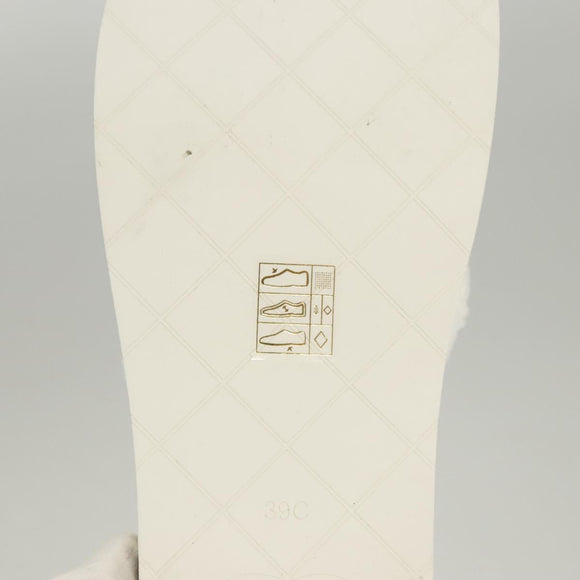 CHANEL Beach Sandals Cotton 39C White CC Auth BA1259SM