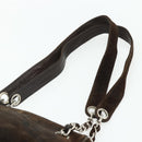 CHANEL Chain Shoulder Bag Suede Brown Silver CC Auth BA12605-10