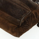 CHANEL Chain Shoulder Bag Suede Brown Silver CC Auth BA12605-12