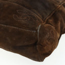 CHANEL Chain Shoulder Bag Suede Brown Silver CC Auth BA12605-14