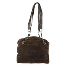 CHANEL Chain Shoulder Bag Suede Brown Silver CC Auth BA12605-2