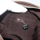 CHANEL Chain Shoulder Bag Suede Brown Silver CC Auth BA12605-23