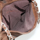 CHANEL Chain Shoulder Bag Suede Brown Silver CC Auth BA12605-26