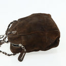 CHANEL Chain Shoulder Bag Suede Brown Silver CC Auth BA12605-4