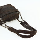 CHANEL Chain Shoulder Bag Suede Brown Silver CC Auth BA12605-9