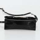 Salvatore Ferragamo Vara Ribbon Bag Patent Leather Black Silver Auth BA12606-10