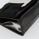 Salvatore Ferragamo Vara Ribbon Bag Patent Leather Black Silver Auth BA12606-12