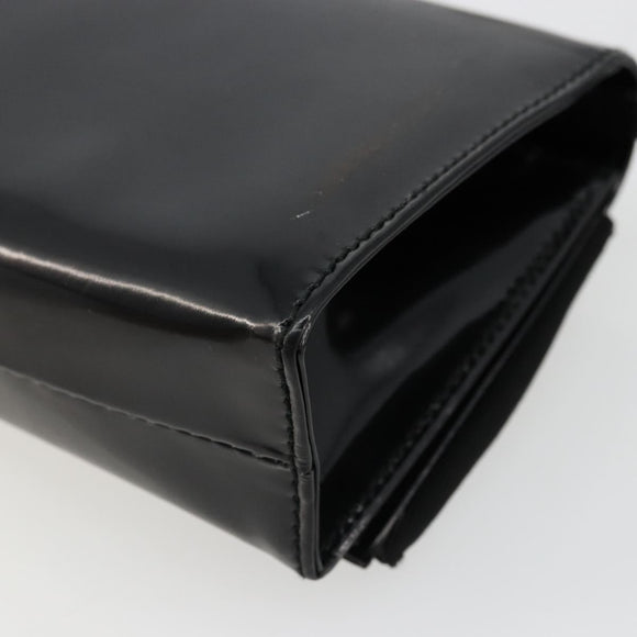 Salvatore Ferragamo Vara Ribbon Bag Patent Leather Black Silver Auth BA12606