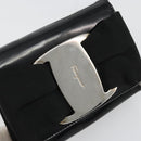 Salvatore Ferragamo Vara Ribbon Bag Patent Leather Black Silver Auth BA12606-15