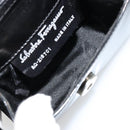Salvatore Ferragamo Vara Ribbon Bag Patent Leather Black Silver Auth BA12606-18