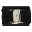 Salvatore Ferragamo Vara Ribbon Bag Patent Leather Black Silver Auth BA12606-2