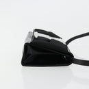 Salvatore Ferragamo Vara Ribbon Bag Patent Leather Black Silver Auth BA12606-4
