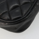 CHANEL Matelasse Chain Shoulder Bag Lamb Skin Black Gold CC Auth BA12607-12