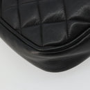 CHANEL Matelasse Chain Shoulder Bag Lamb Skin Black Gold CC Auth BA12607-13