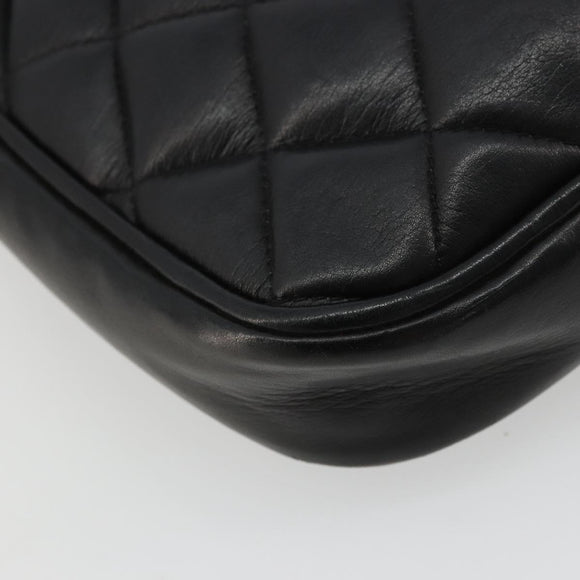 CHANEL Matelasse Chain Shoulder Bag Lamb Skin Black Gold CC Auth BA12607