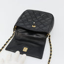 CHANEL Matelasse Chain Shoulder Bag Lamb Skin Black Gold CC Auth BA12607-15
