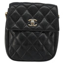 CHANEL Matelasse Chain Shoulder Bag Lamb Skin Black Gold CC Auth BA12607-2