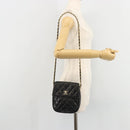 CHANEL Matelasse Chain Shoulder Bag Lamb Skin Black Gold CC Auth BA12607-22