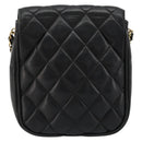 CHANEL Matelasse Chain Shoulder Bag Lamb Skin Black Gold CC Auth BA12607-3