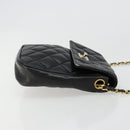 CHANEL Matelasse Chain Shoulder Bag Lamb Skin Black Gold CC Auth BA12607-4