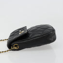 CHANEL Matelasse Chain Shoulder Bag Lamb Skin Black Gold CC Auth BA12607-5