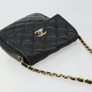 CHANEL Matelasse Chain Shoulder Bag Lamb Skin Black Gold CC Auth BA12607-6