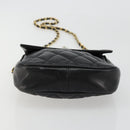 CHANEL Matelasse Chain Shoulder Bag Lamb Skin Black Gold CC Auth BA12607-9