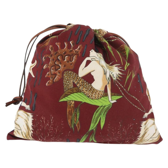 LOEWE Purse Pouch Canvas Bordeaux Auth BA12609A