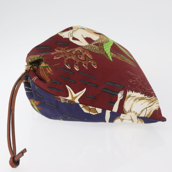 LOEWE Purse Pouch Canvas Bordeaux Auth BA12609A