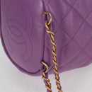 CHANEL Chain Matelasse Backpack Lamb Skin Purple CC Auth BA1260SM-8