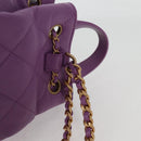 CHANEL Chain Matelasse Backpack Lamb Skin Purple CC Auth BA1260SM-9