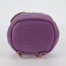 CHANEL Chain Matelasse Backpack Lamb Skin Purple CC Auth BA1260AM-5