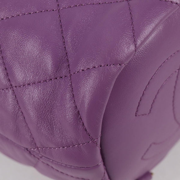 CHANEL Chain Matelasse Backpack Lamb Skin Purple CC Auth BA1260SM